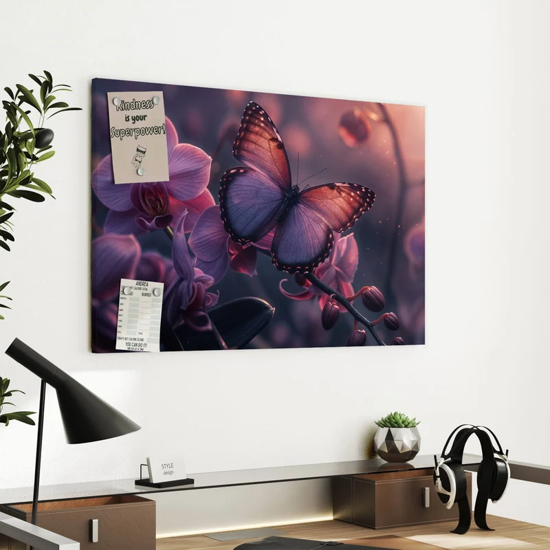 Metall Magnettafel - Lila Schmetterling