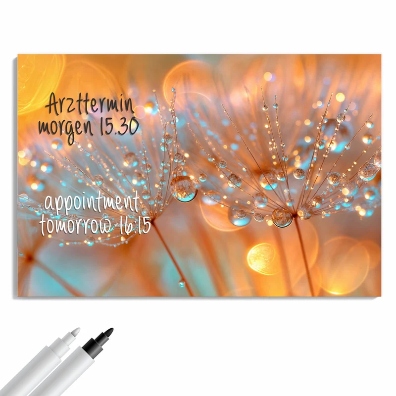 Metall Magnettafel - Pusteblume im Tau