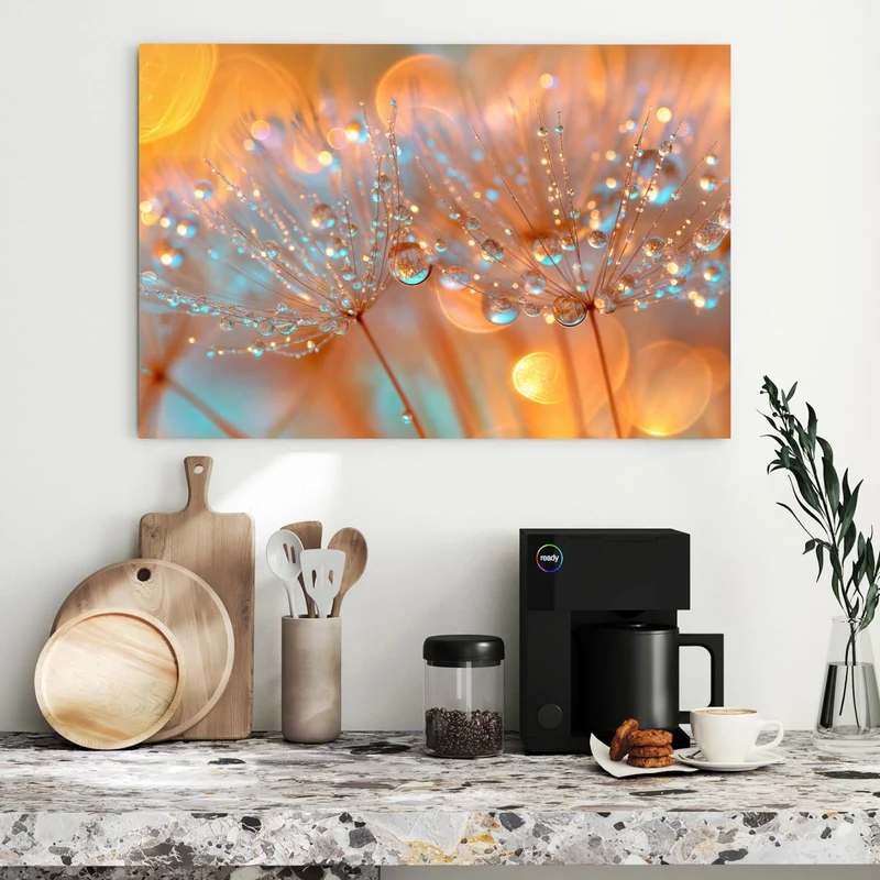 Metall Magnettafel - Pusteblume im Tau
