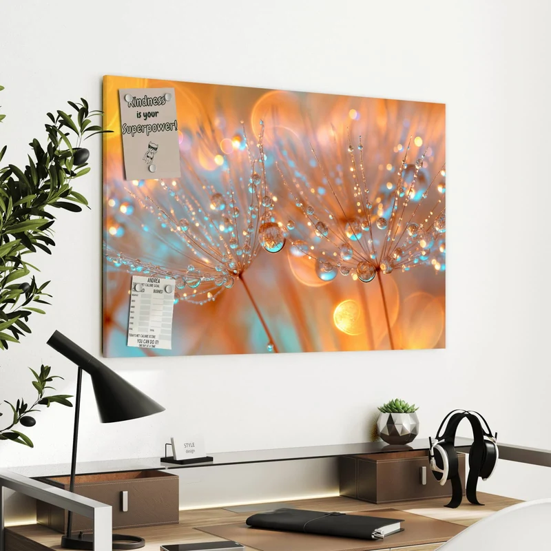 Metall Magnettafel - Pusteblume im Tau