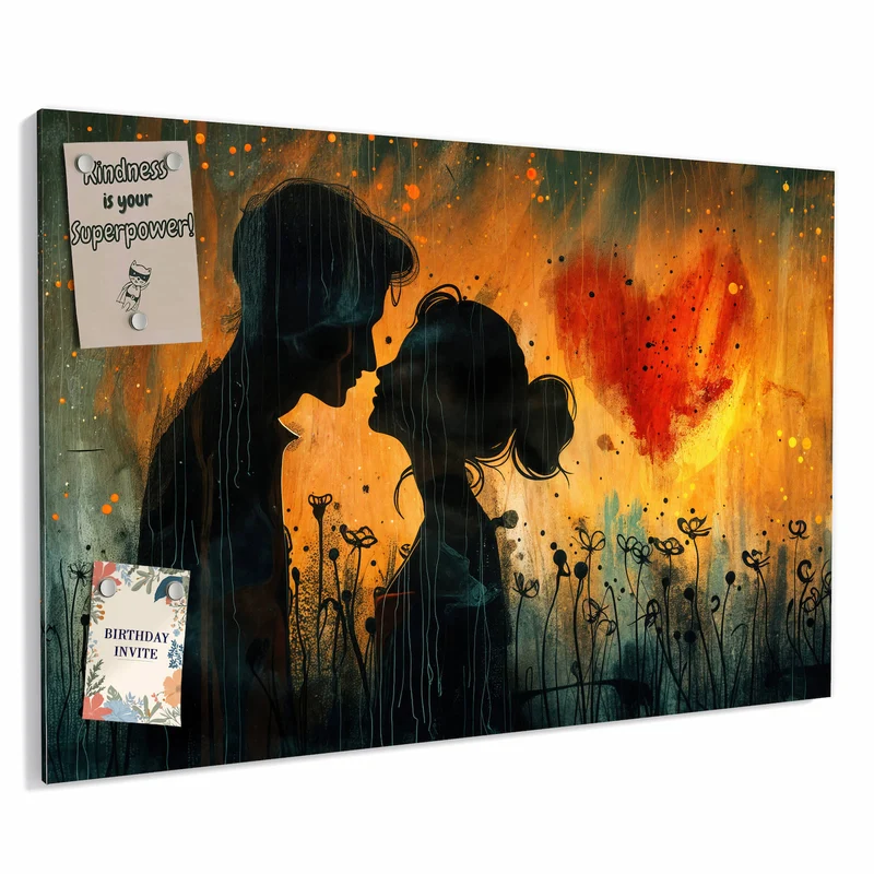 Metall Magnettafel - Liebespaar mit Herz