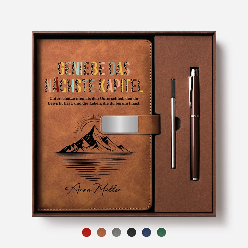 Genieße Das Nächste Kapitel - Personalisiertes Geschenk | Notizbuch Mit Stift Chef Kollegen