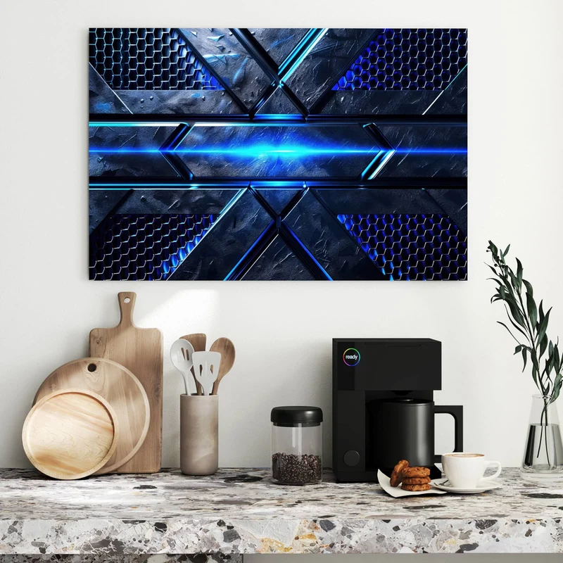 Metall Magnettafel - Blauer Lichtstreifen
