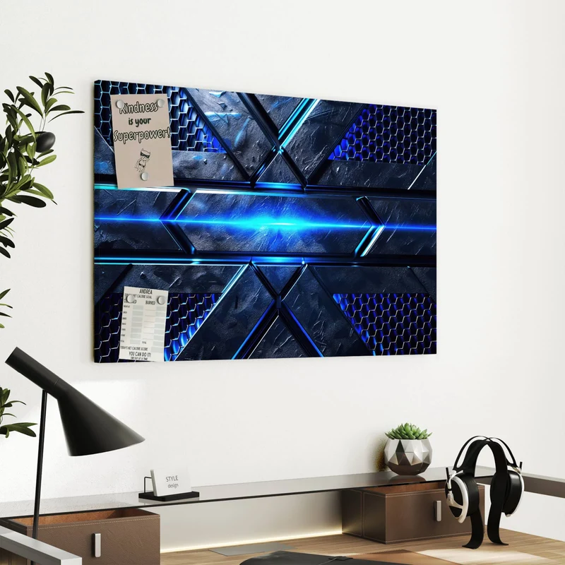 Metall Magnettafel - Blauer Lichtstreifen