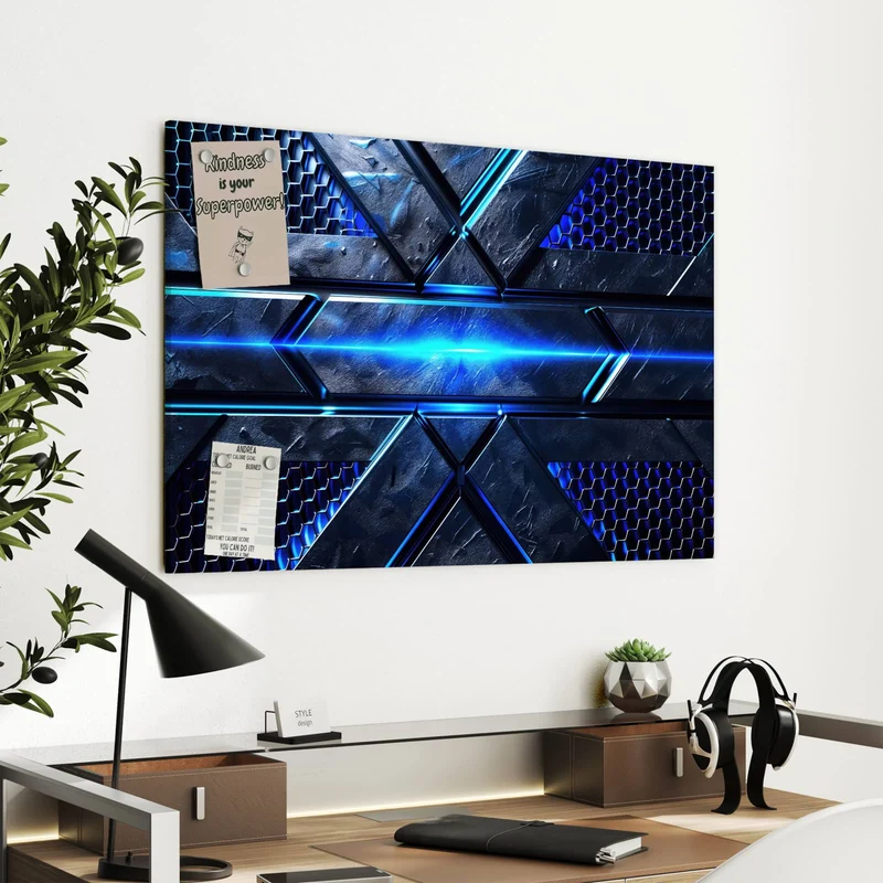 Metall Magnettafel - Blauer Lichtstreifen