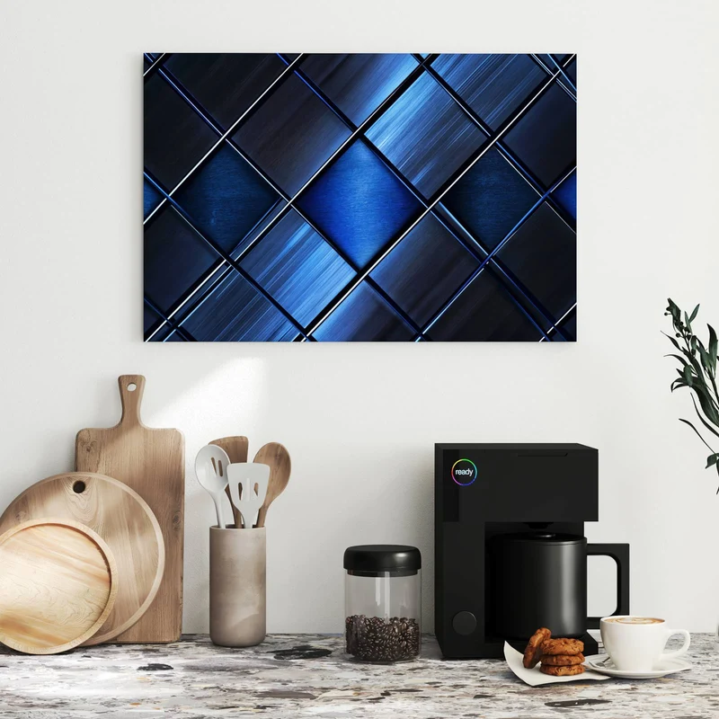 Metall Magnettafel - Metallkacheln in Blau