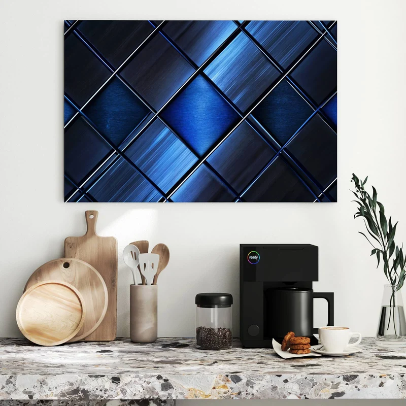 Metall Magnettafel - Metallkacheln in Blau