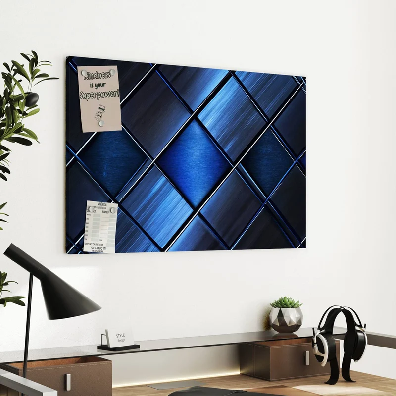 Metall Magnettafel - Metallkacheln in Blau