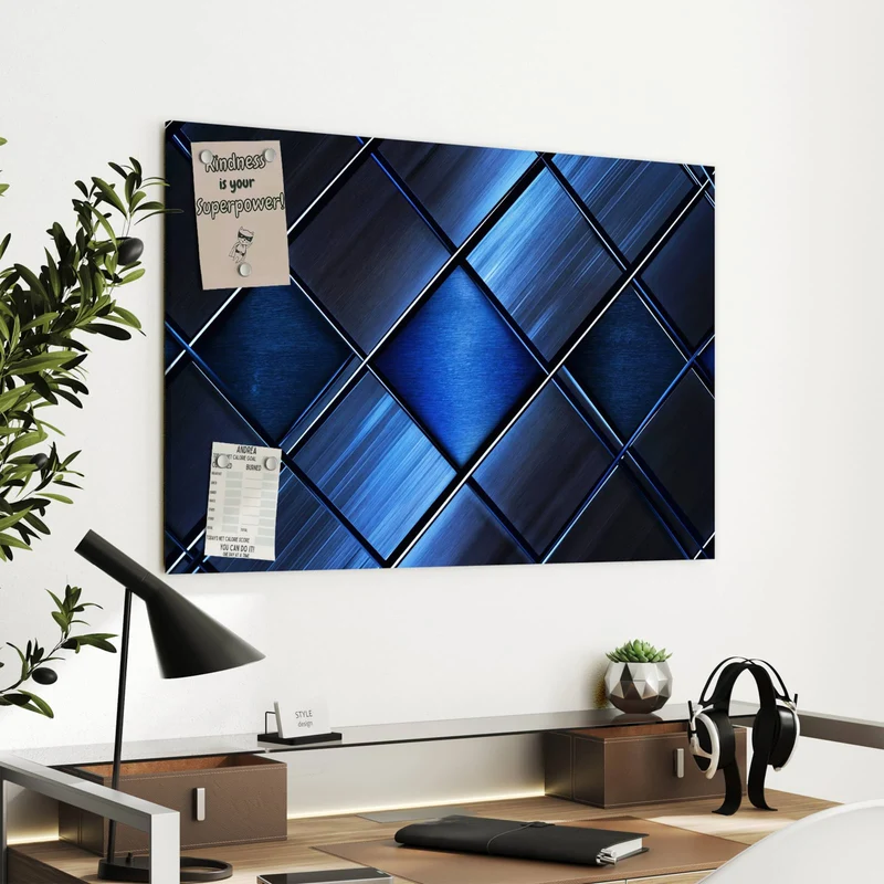 Metall Magnettafel - Metallkacheln in Blau
