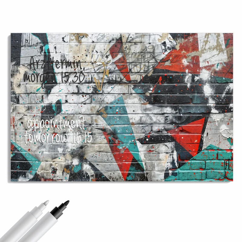 Metall Magnettafel - Zickzack-Graffiti