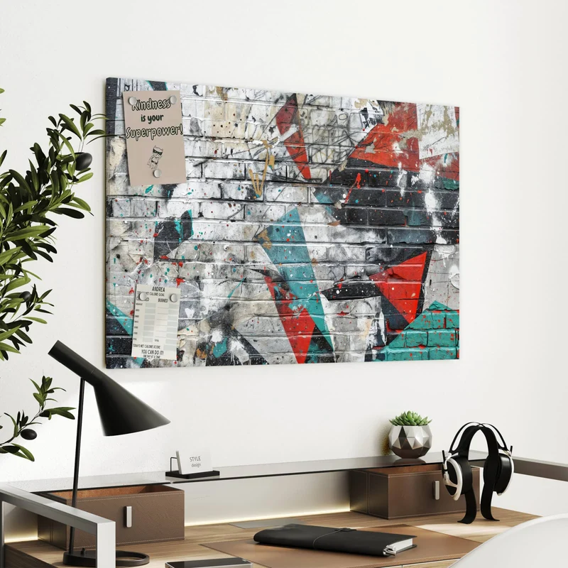 Metall Magnettafel - Zickzack-Graffiti