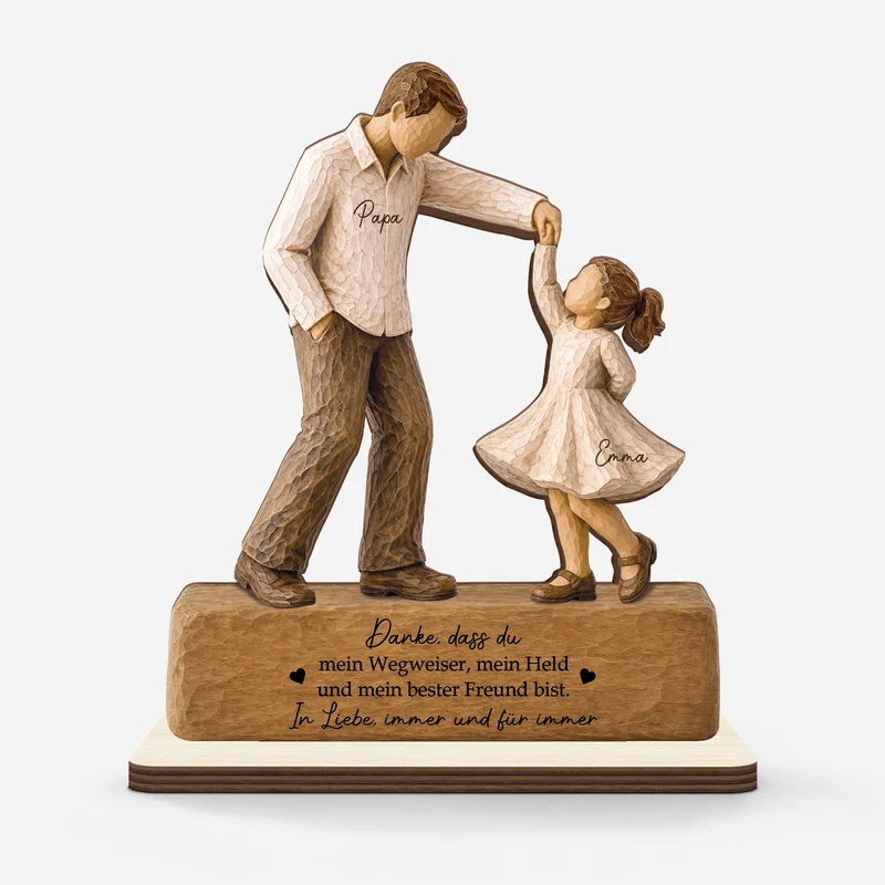 Danke Dass Du Mein Wegweiser Mein Held Und Mein Bester Freund Bist - Personalisiertes Geschenk | Holzaufsteller Mit Standfuß Papa Mama