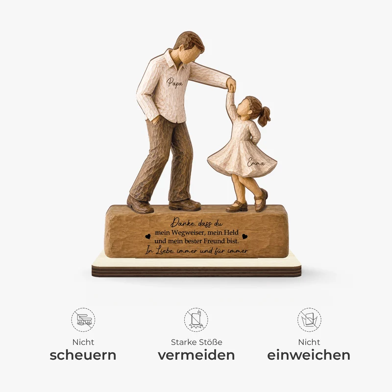 Danke Dass Du Mein Wegweiser Mein Held Und Mein Bester Freund Bist - Personalisiertes Geschenk | Holzaufsteller Mit Standfuß Papa Mama