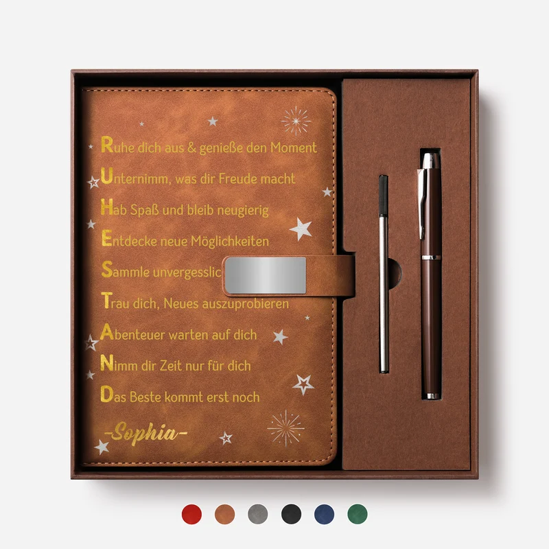 Ruhe Dich Aus Und Genieße Den Moment - Personalisierte Geschenke Zum Ruhestand | Notizbuch Mit Stift