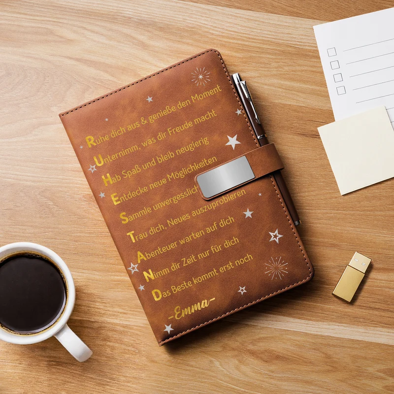 Ruhe Dich Aus Und Genieße Den Moment - Personalisierte Geschenke Zum Ruhestand | Notizbuch Mit Stift