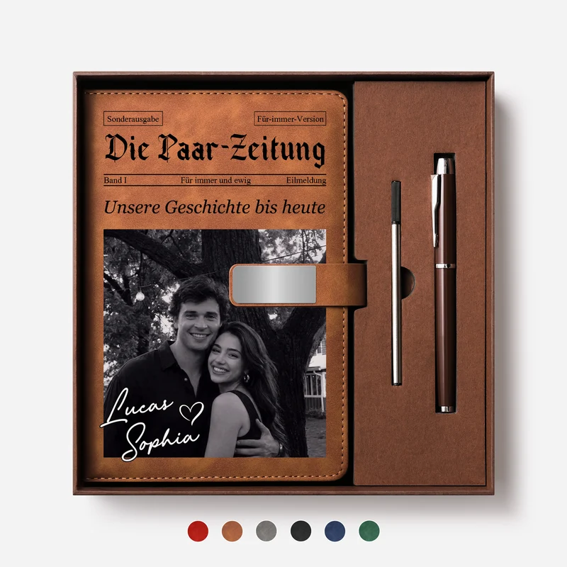 Die Paar-Zeitung - Personalisierte Geschenke Foto | Notizbuch Mit Stift