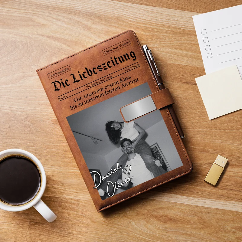 Die Paar-Zeitung - Personalisierte Geschenke Foto | Notizbuch Mit Stift