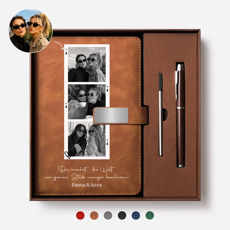 Du Machst Die Welt Ein Ganzes Stück Weniger Beschissen - Personalisierte Geschenke Foto | Notizbuch Mit Stift Freundschaft