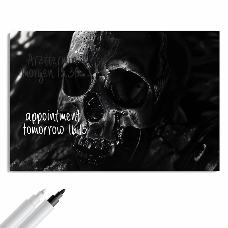 Metall Magnettafel - Dunkler Totenkopf
