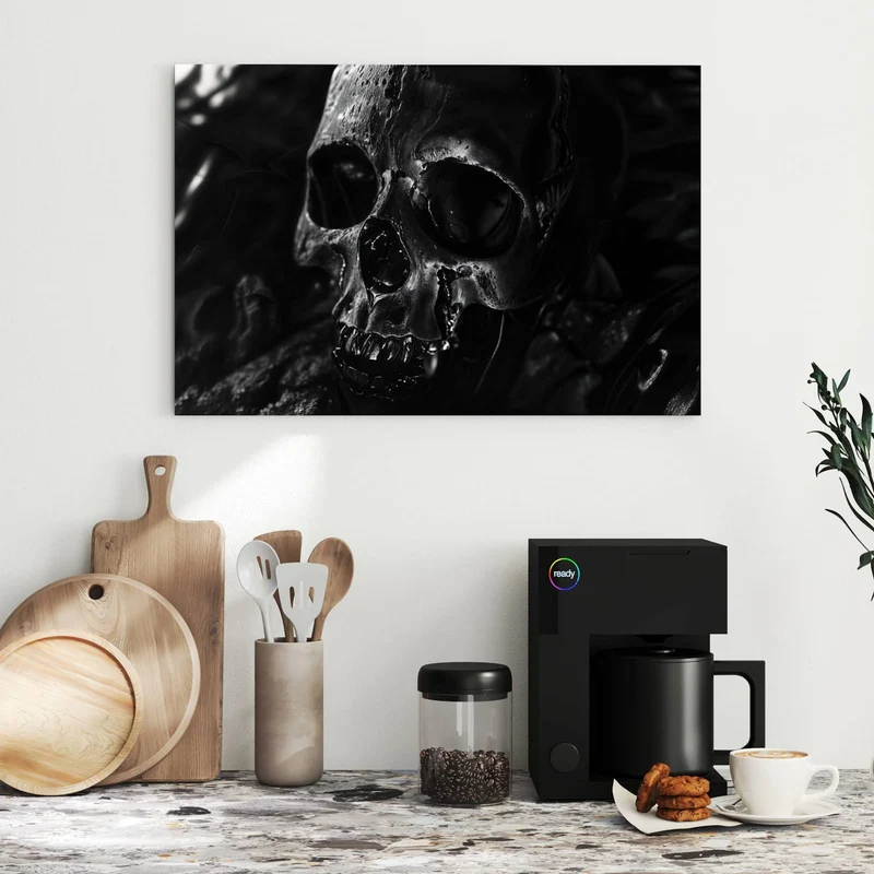 Metall Magnettafel - Dunkler Totenkopf