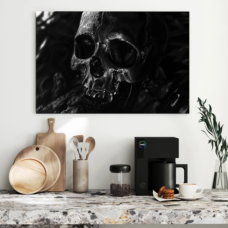 Metall Magnettafel - Dunkler Totenkopf