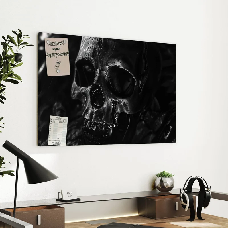 Metall Magnettafel - Dunkler Totenkopf
