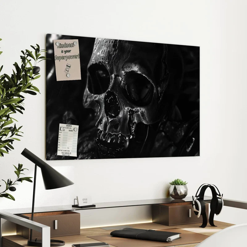 Metall Magnettafel - Dunkler Totenkopf