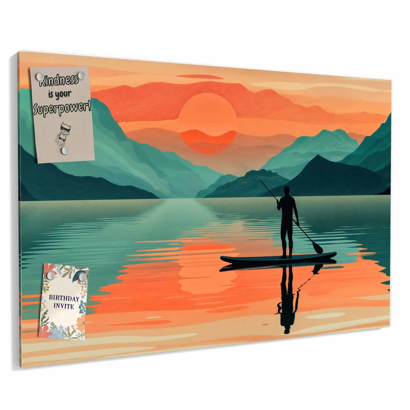 Metall Magnettafel - Paddler im Abendrot
