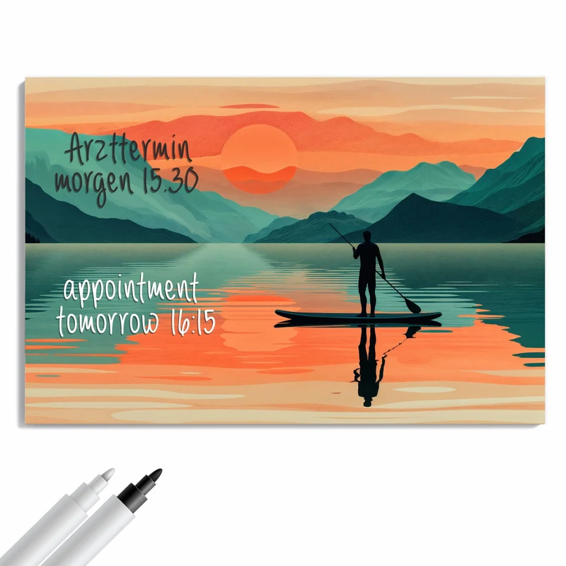Metall Magnettafel - Paddler im Abendrot