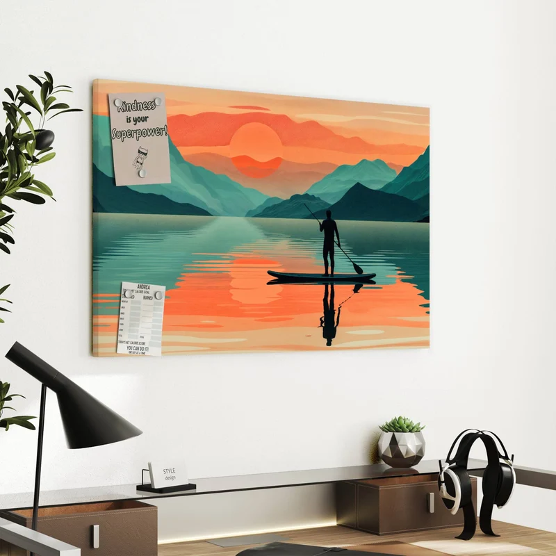 Metall Magnettafel - Paddler im Abendrot