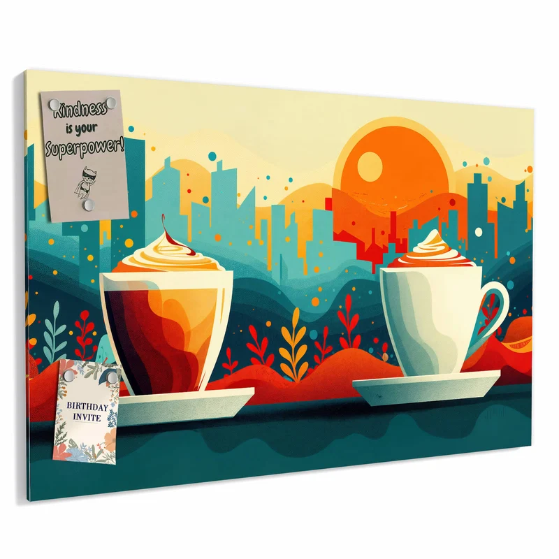 Metall Magnettafel - Kaffee mit Stadtblick