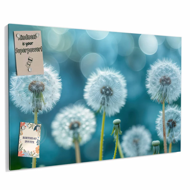 Metall Magnettafel - Pusteblumen in Türkis