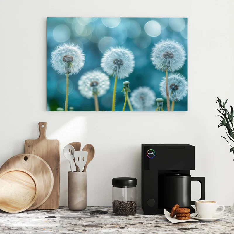 Metall Magnettafel - Pusteblumen in Türkis