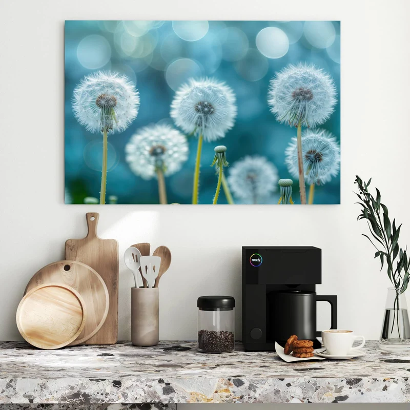 Metall Magnettafel - Pusteblumen in Türkis