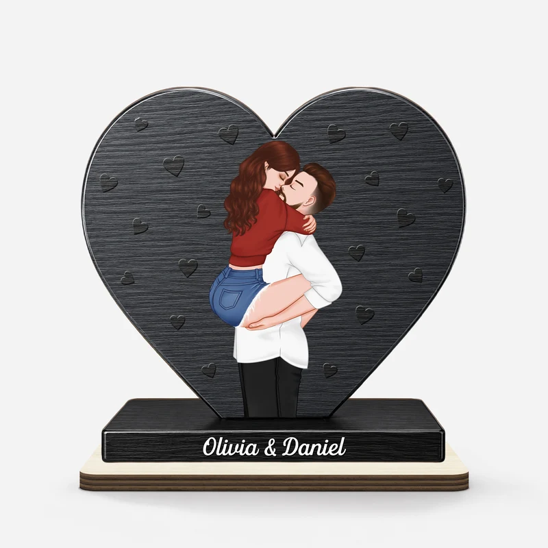 Hochheben Und Küssen - Personalisiertes Geschenk | Holzaufsteller Mit Standfuß Paar