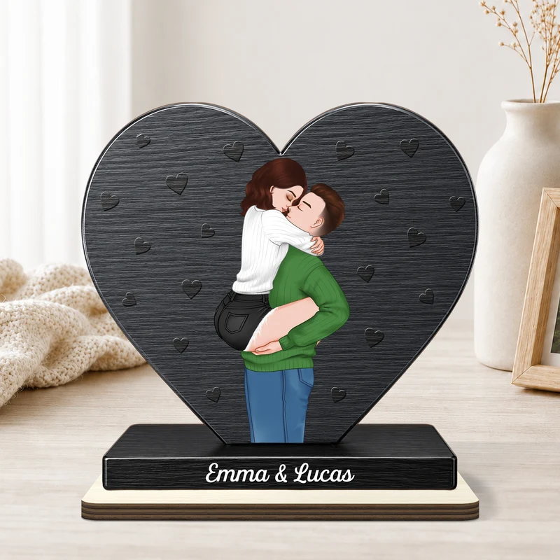 Hochheben Und Küssen - Personalisiertes Geschenk | Holzaufsteller Mit Standfuß Paar