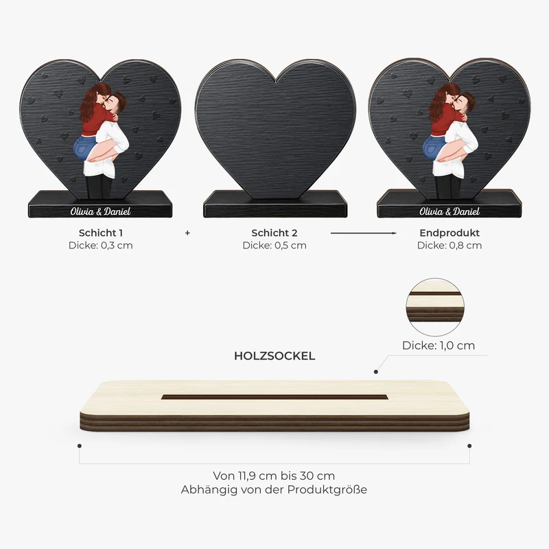 Hochheben Und Küssen - Personalisiertes Geschenk | Holzaufsteller Mit Standfuß Paar