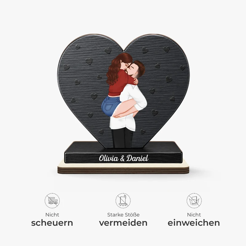 Hochheben Und Küssen - Personalisiertes Geschenk | Holzaufsteller Mit Standfuß Paar