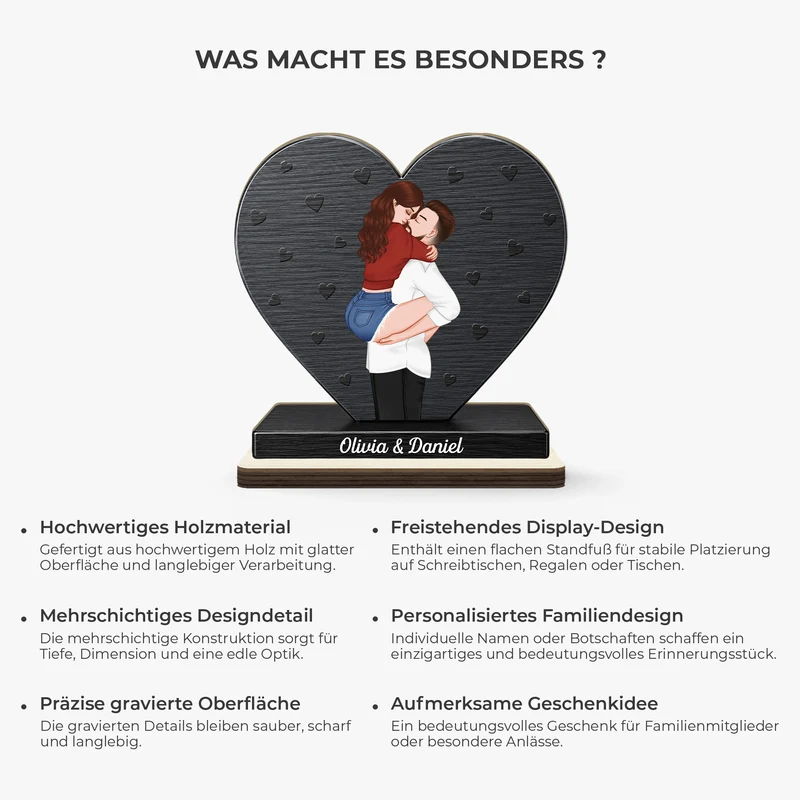 Hochheben Und Küssen - Personalisiertes Geschenk | Holzaufsteller Mit Standfuß Paar
