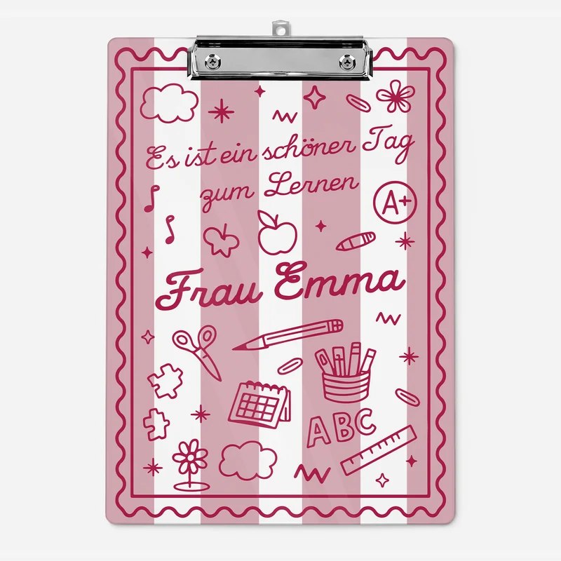 Lehrerin Streifen - Personalisiertes Geschenk | Klemmbrett