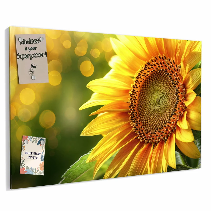 Metall Magnettafel - Sonnenblume im Goldlicht