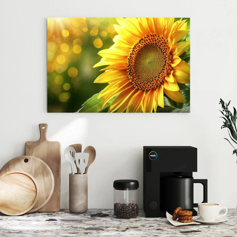 Metall Magnettafel - Sonnenblume im Goldlicht