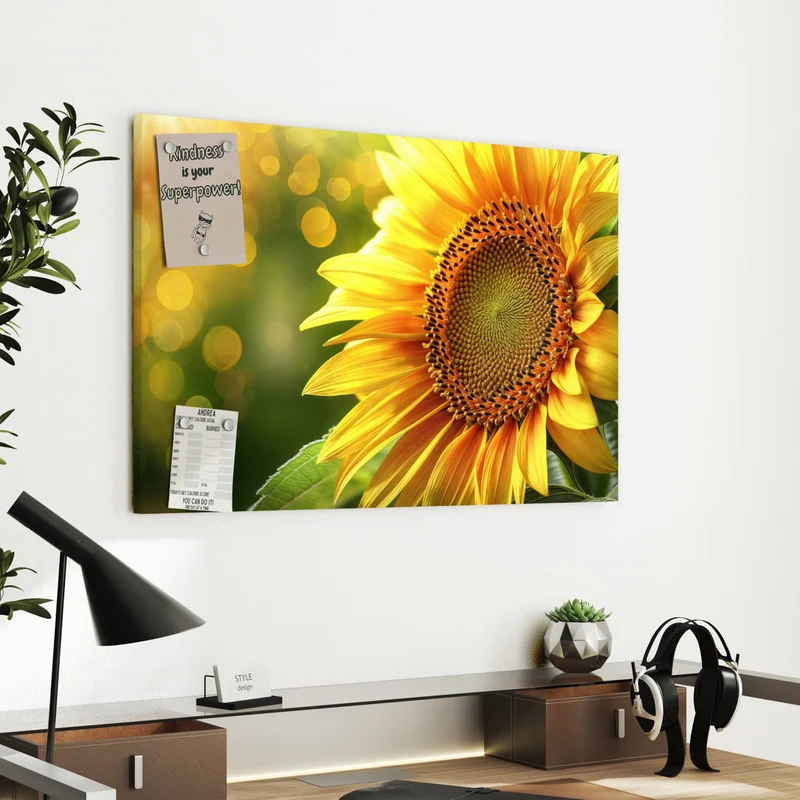 Metall Magnettafel - Sonnenblume im Goldlicht