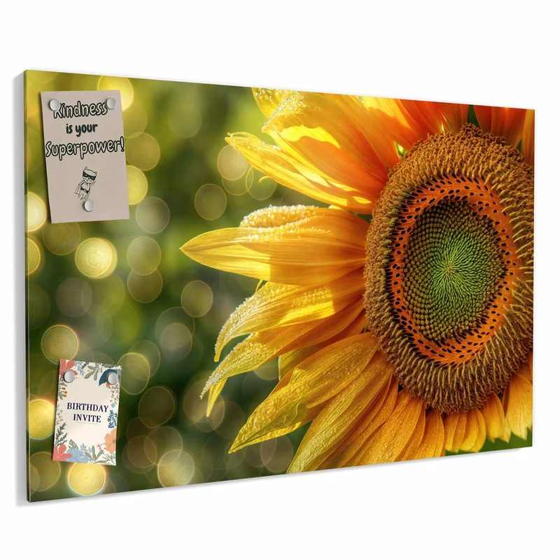 Metall Magnettafel - Sonnenblume mit Tau