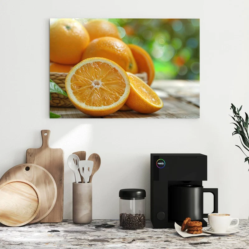 Metall Magnettafel - Orangen auf Holz