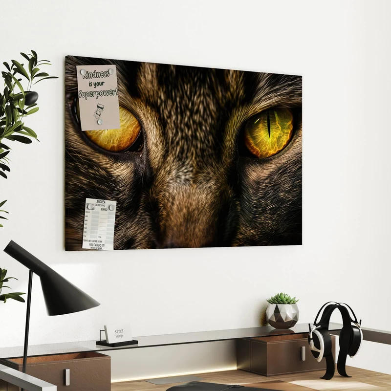 Metall Magnettafel - Gelbgrünes Katzenauge