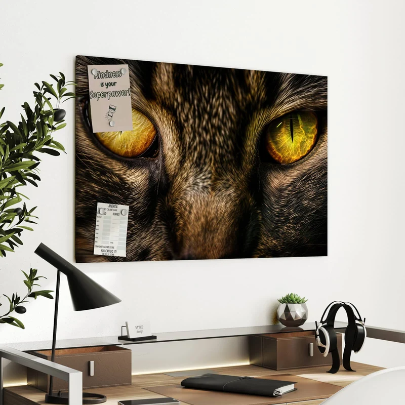 Metall Magnettafel - Gelbgrünes Katzenauge