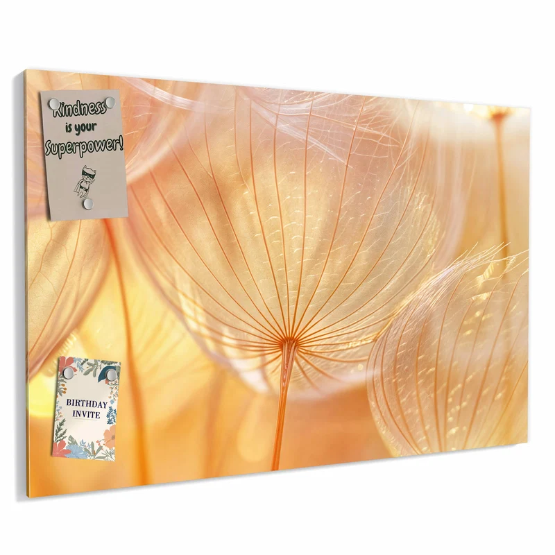 Metall Magnettafel - Pusteblume im Goldlicht