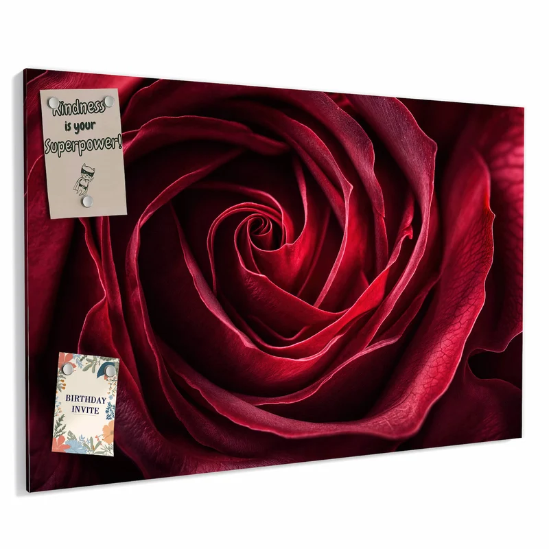 Metall Magnettafel - Tiefrote Rosenblüte