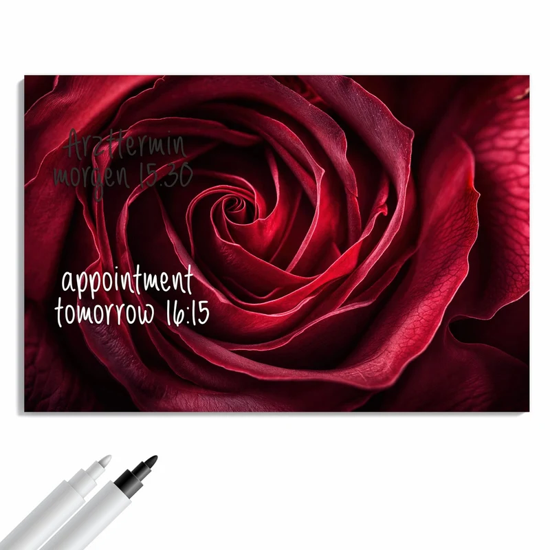 Metall Magnettafel - Tiefrote Rosenblüte